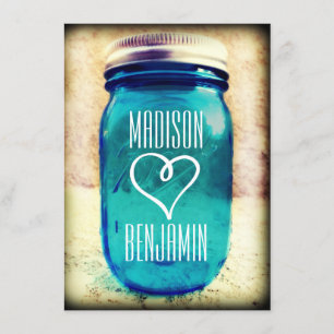 Convite Convidações para Casamento Rústico de Teal Mason J