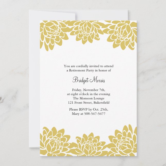 Convite Convidado Amarelo Moderno e Floral do Partido da R (Frente)
