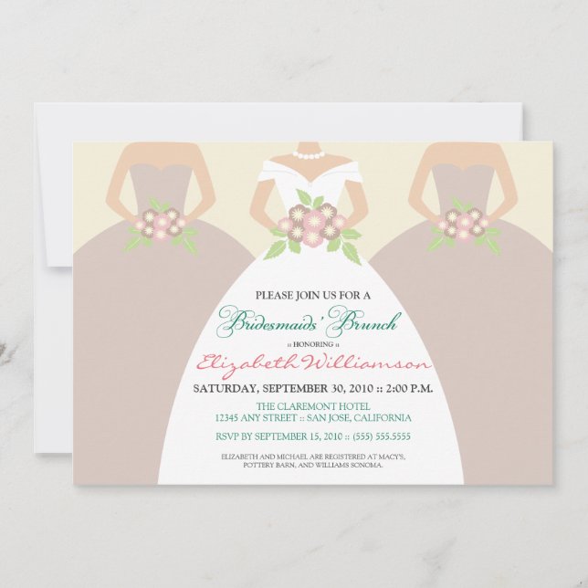 Convite Convidado Bridal Brunch de Noiva e Bridesmaids (bl (Frente)