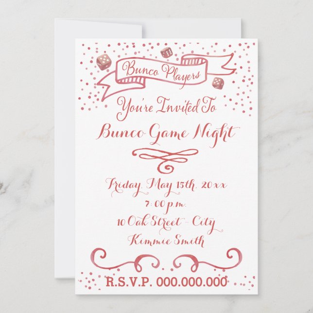 Convite Convidado Bunco - Fita e Dice (Frente)