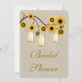 Convite Convidado Burlap Yellow Mason Jar BridalShower