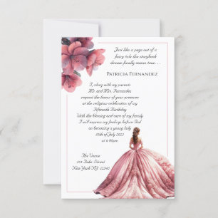 Convite Convidado da Princesa Quinceañera