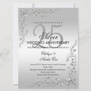 Convite Convidado de 25 de Casamento de Decoração de Prata