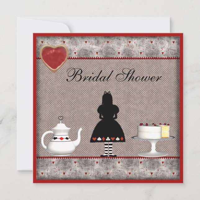 Convite Convidado de Alice no Chá de panela de Wonderland (Frente)