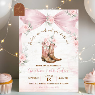 Convite Convidado de Aniversário Botas e Laços Coquette co