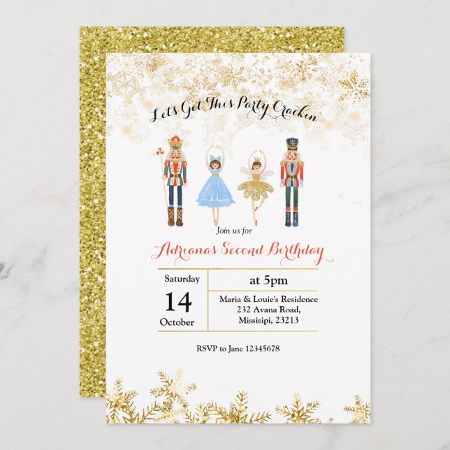 Convite Convidado de aniversário da Glitter de Natal do Ba (Frente/Verso)