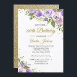 Convite Convidado de aniversário de 60 anos de Purple Dour<br><div class="desc">Convites florais mais bonito na Loja Little Bayleigh!</div>
