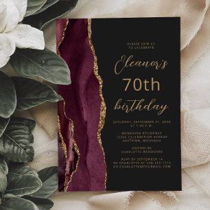 Convite Convidado de Aniversário de 70 anos em Ágata Doura