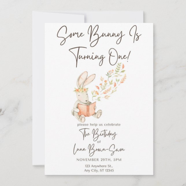 Convite Convidado de aniversário de Bunny (Frente)