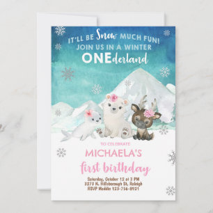 Convite Convidado de aniversário de menina de inverno.