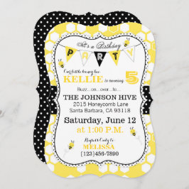 Convite Convidado de Aniversário de Pontos de Honeycomb e 