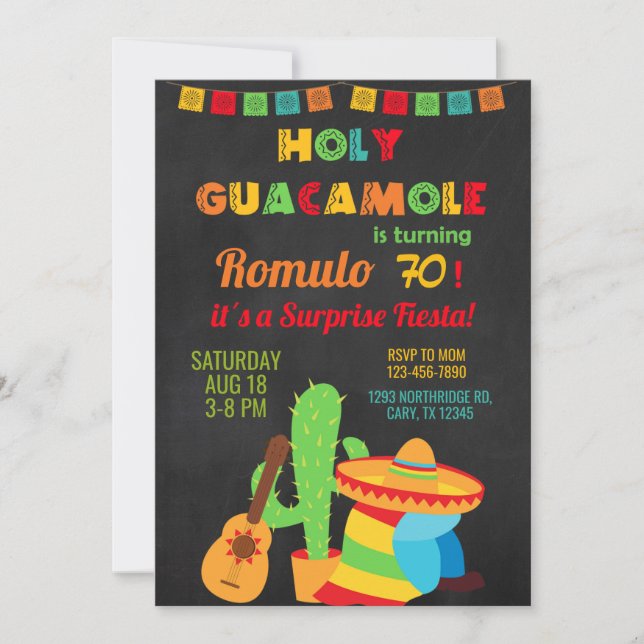 Convite Convidado de aniversário do Fiesta/man, em qualque (Frente)