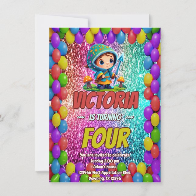 Convite Convidado de aniversário do Mushroom Guardian para (Frente)