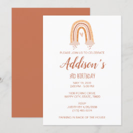 Convite Convidado de aniversário do Neutral Boho Rainbow
