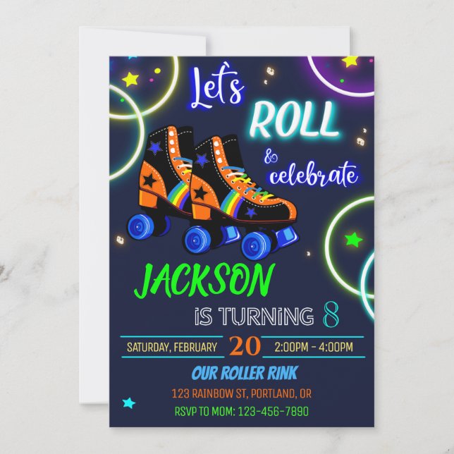Convite Convidado de aniversário do Roller (Frente)