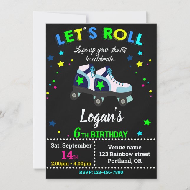 Convite Convidado de aniversário do Roller (Frente)