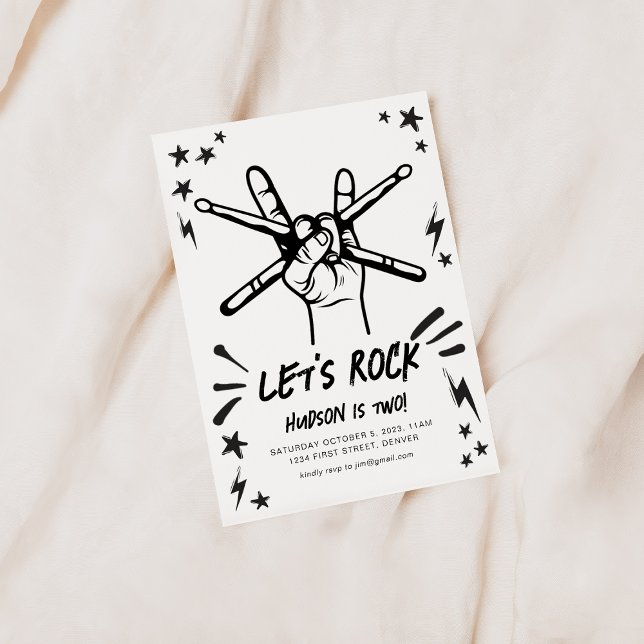 Convite Convidado de aniversário do Theme Rock Rock n' Rol (Criador carregado)