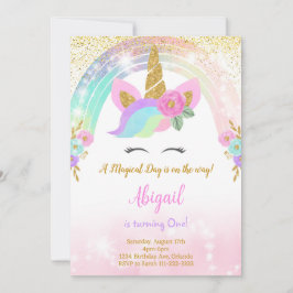 Convite Convidado de Aniversário do Unicorn Glitter