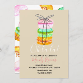 Convite Convidado de aniversário francês para macaron cast