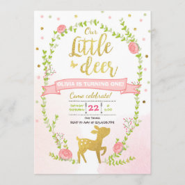 Convite Convidado de aniversário para Menina Festa Dourada