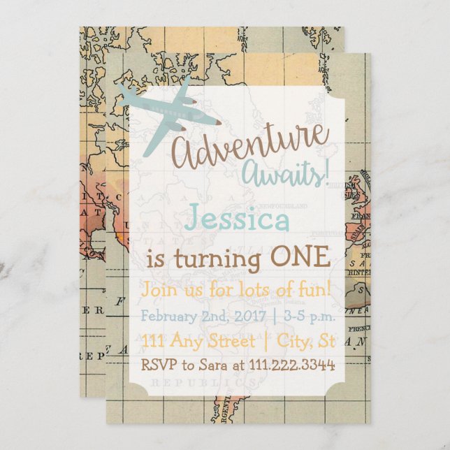 Convite Convidado de Aniversário para viagem (Frente/Verso)