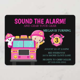 Convite Convidado de Bombeiros Rosa