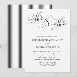 Convite Convidado de Casamento do Sr. e Sra. Elegant Scrip