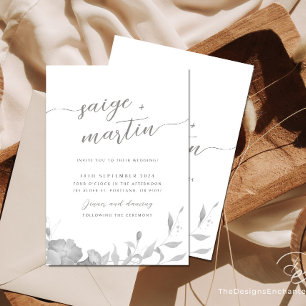 Convite Convidado de Casamento Minimalista Boho Floral Con