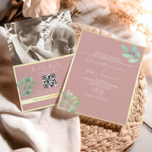 Convidado de Casamento QR Dusty Rosa Greenery