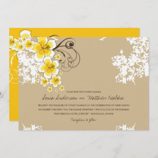 Convite Convidado de Casamento Tropical de Hibiscus Yellow
