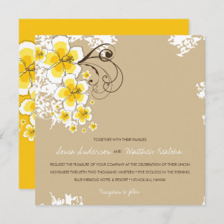 Convite Convidado de Casamento Tropical de Hibiscus Yellow