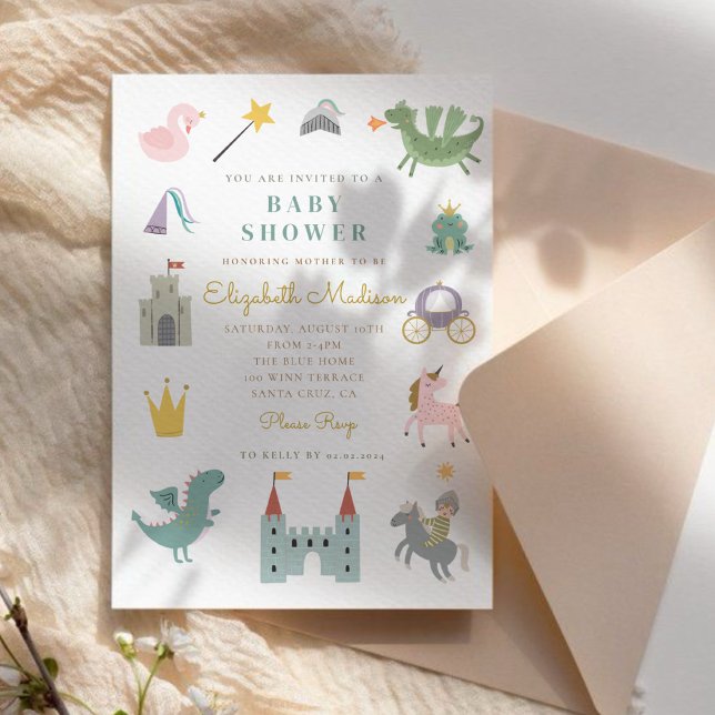 Convite Convidado de Chá de fraldas da Princesa Dragão (Criador carregado)