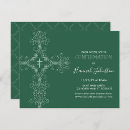 Convite Convidado de Confirmação, Cruz, Monograma; Menino