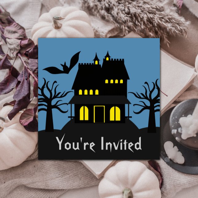 Convite Convidado de Dia das Bruxas de Spooky Haunted Hous (Spooky Haunted House Halloween Invite)