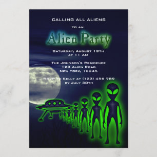 Convite Convidado de Festa de Alienígena e OVNI Super Lega