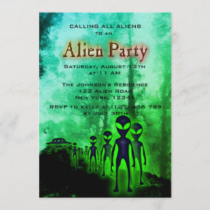 Convite Convidado de Festa de Alienígena e OVNI Super Lega
