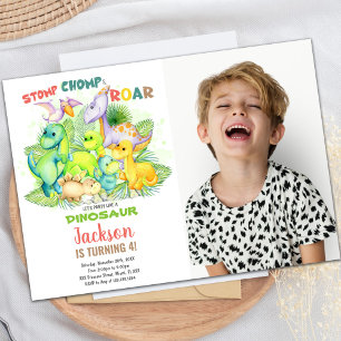 Convite Convidado de Festa Pré-Histórica para Crianças Per