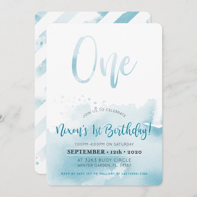 Convite Convidado de primeiro aniversário PERSONALIZADO pa (Frente/Verso)