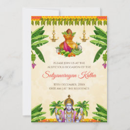 Convite Convidado de Satyanarayan para puja indiana