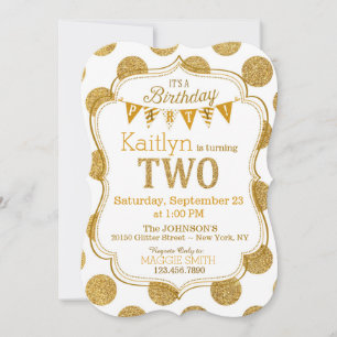 Convite Convidado de Segundo Aniversário do Glitter Sparkl