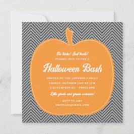 Convite Convidado do Festa de Halloween Chevron Pumpkin