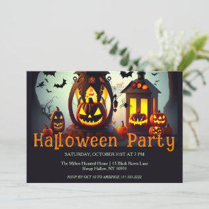 Convite Convidado do Festa de Halloween de Jack O Lanterns
