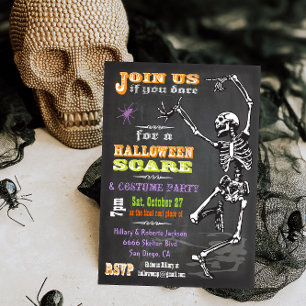 Convite Convidado do Festa de Halloween de Skeleton Dança