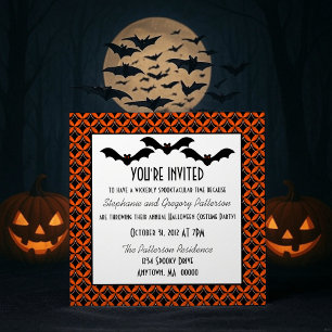Convite Convidado do Festa de Halloween do Glam Bats Uptow