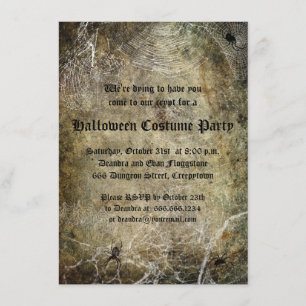 Convite Convidado do Festa de Halloween para Aranhas e Web