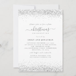 Convite Convidado do Festa de Natal Glitter Glam Silver