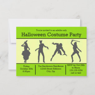 Convite Convidado do Festa de Silhouette Green-3x5Hallowee