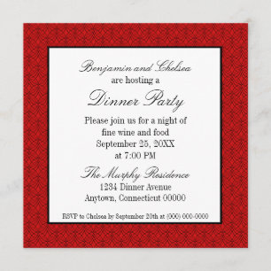 Convite Convidado do Janto Metro Retro, Vermelho Escuro