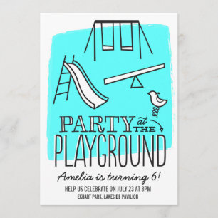 Convite Convidado do Partido de Playground - Aqua