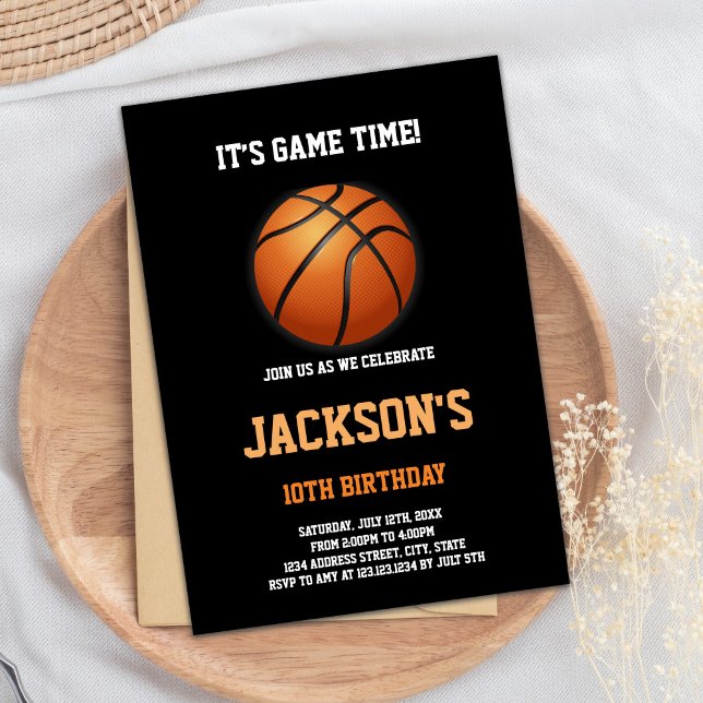 Convite Convidado do Partido Desportivo Slam Dunk para Men (Basketball Ball Birthday Invitations)